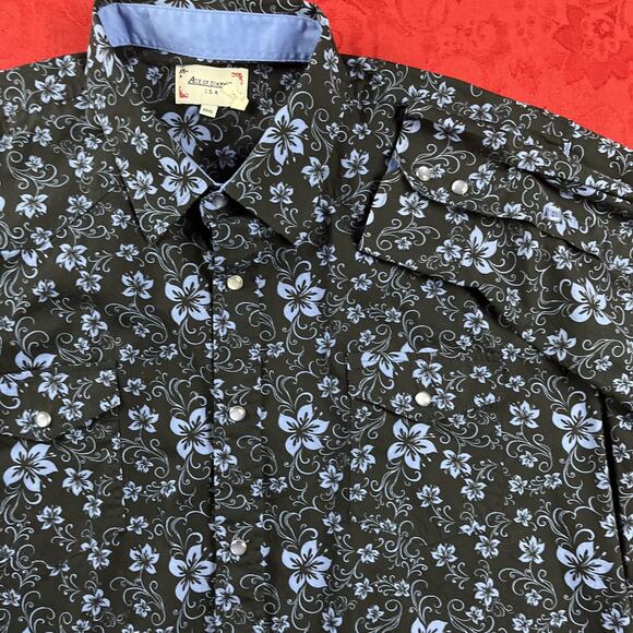 Ace of Diamonds Shirt Mens 3XL Black Blue Pearl Snap Western Retro Cowboy *read - Picture 1 of 12